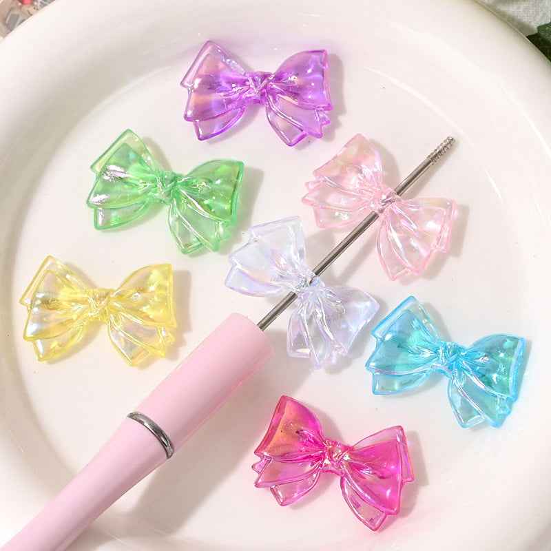 Acrylic Bow Beads, Transparent Colorful Loose Beads for DIY Pens, Phone Chains & Crafts