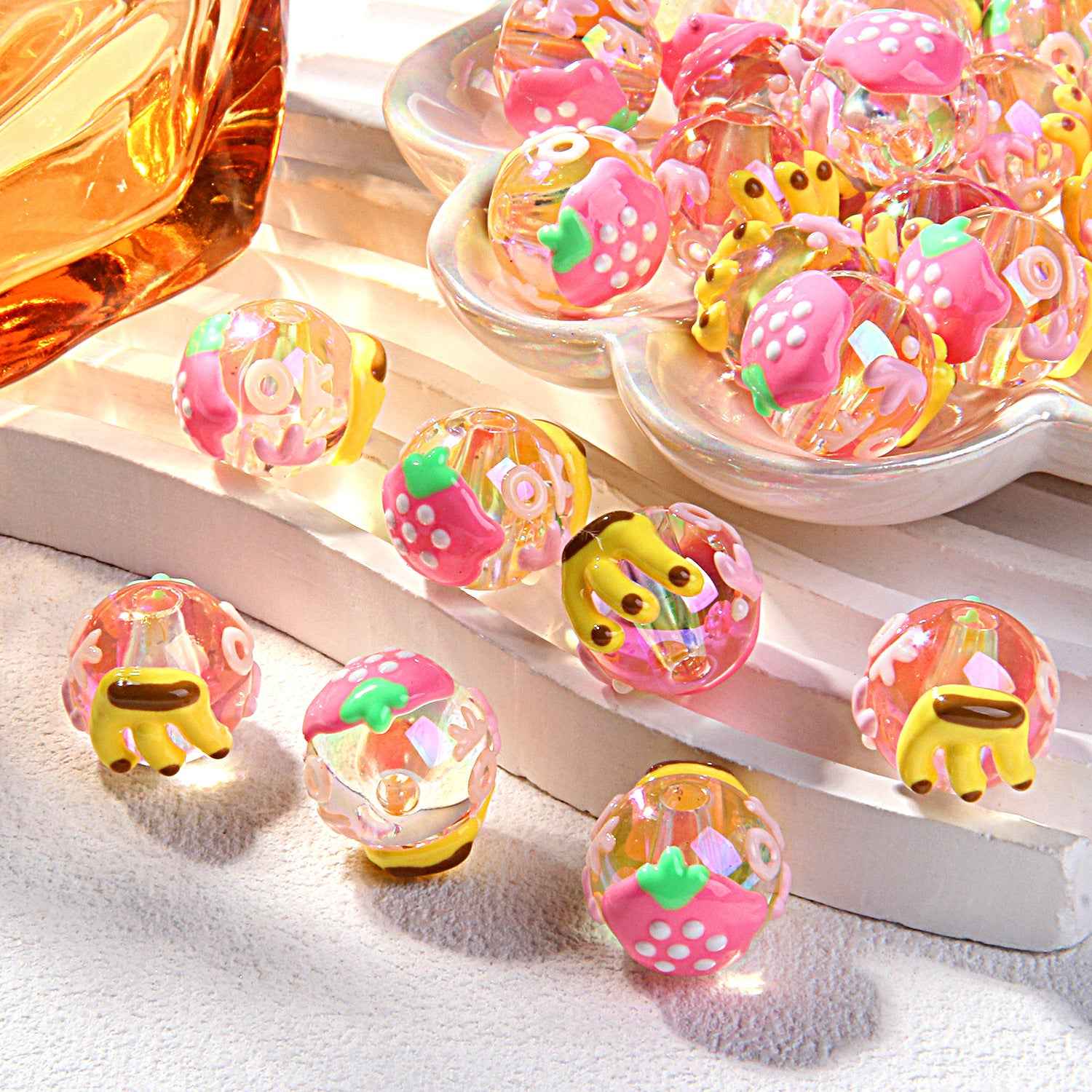 2025 Summer New Style Heavy Oil Fruit Hand-painted Beads DIY Phone Chain Car Hanging Bag Hanging Chain Headband Accessory