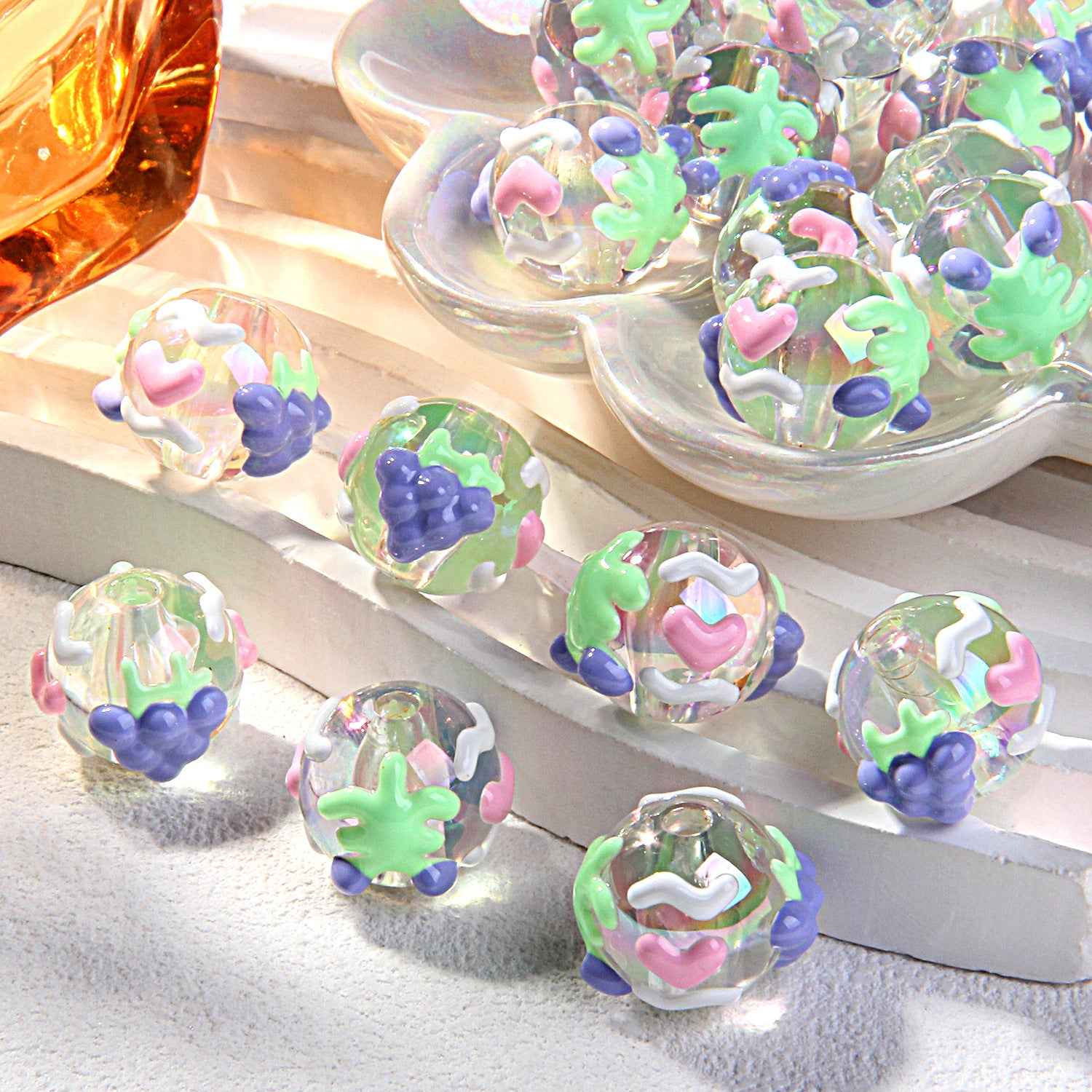 2025 Summer New Style Heavy Oil Fruit Hand-painted Beads DIY Phone Chain Car Hanging Bag Hanging Chain Headband Accessory